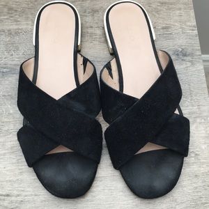 Sued cross cross slide sandal